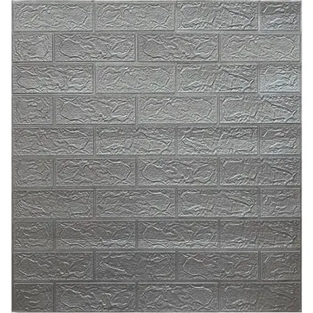 Листовая панель ПВХ мягкая 3D Кирпич серый металлик 770x700x4 мм 0.539 м²