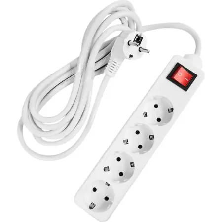 Удлинитель бытовой Защита Про 4 розетки с заземлением 3x1.5 мм 3 м 3500 Вт цвет белый