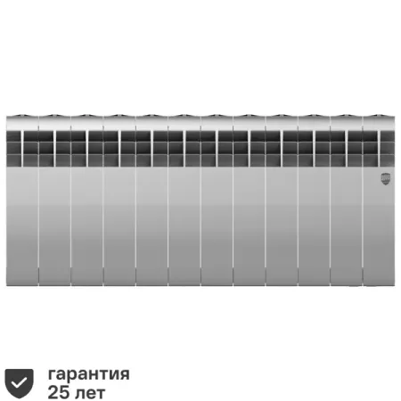 Радиатор секционный Royal Thermo Biliner 350/87 12 секций боковое подключение биметалл серый