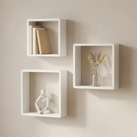 Полка настенная Spaceo 20x20 см/24x24 см/28x28 см МДФ цвет белый 3 шт медные шайбы venstpow 10 шт 10x14x1 мм