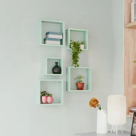 Полка настенная Spaceo 20x20 см/24x24 см/28x28 см МДФ цвет зеленый 3 шт