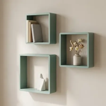 Полка настенная Spaceo 20x20 см/24x24 см/28x28 см МДФ цвет зеленый 3 шт медные шайбы venstpow 10 шт 10x14x1 мм