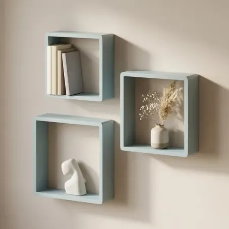 Полка настенная Spaceo 20x20 см/24x24 см/28x28 см МДФ цвет синий 3 шт медные шайбы venstpow 10 шт 10x14x1 мм