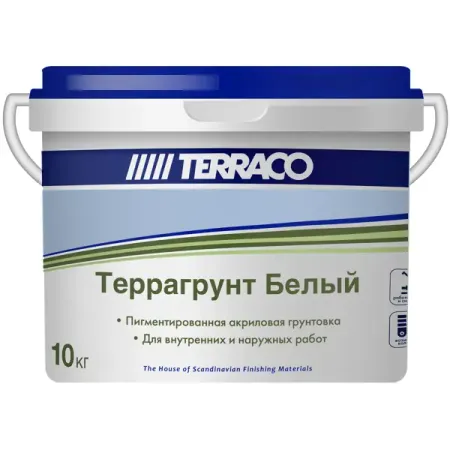 Грунтовка для внутренних и наружных работ Terraco Террагрунт белый 10 кг