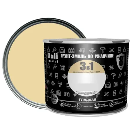 Грунт-эмаль по ржавчине 3 в 1 Dali Special гладкая цвет слоновая кость 0.4 кг RAL 1014 камера заднего вида ahd 1080p рыбий глаз для mitsubishi lancer ex evolution x 2007 2008 2009 2010 2011 2012 2013 1014 2015