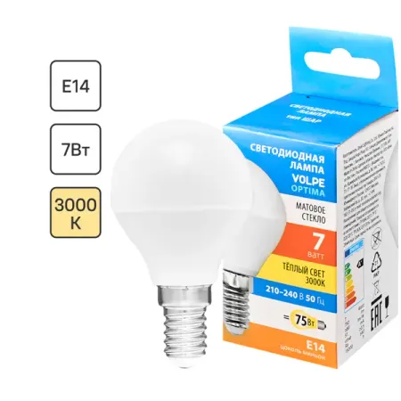 Лампа светодиодная Volpe E14 7 Вт 750 Лм теплый свет светодиодная лампа huxuan шариковая молочного стекла 7вт e27
