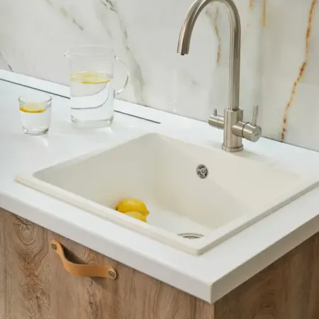 Мойка для кухни врезная Delinia LM1 51x51 см глубина чаши 20 см кварц цвет белый