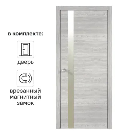 Дверь межкомнатная глухая Канзас 2 90x200 см ПВХ цвет дуб европейский серый с замком даниэль пейдж дорога в канзас