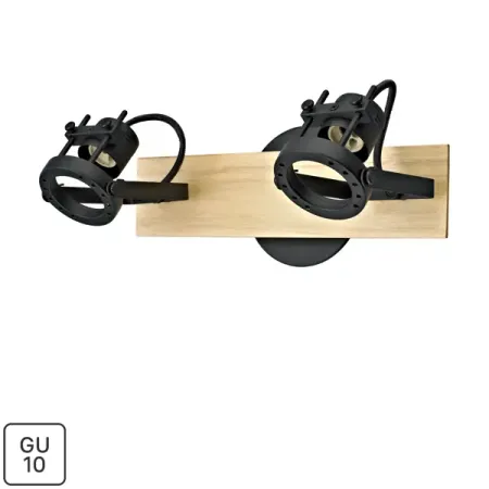 Спот поворотный Inspire Technic 2 лампы GU10 цвет черный/дерево ranpo светодиодные лампы e14 e27 b22 g9 gu10 3w 6w 9w 12w 15w