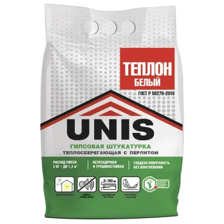 Штукатурка гипсовая Unis Теплон белый 5 кг