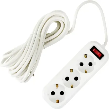 Удлинитель бытовой 3 розетки с заземлением 3x0.75 мм 5 м цвет белый