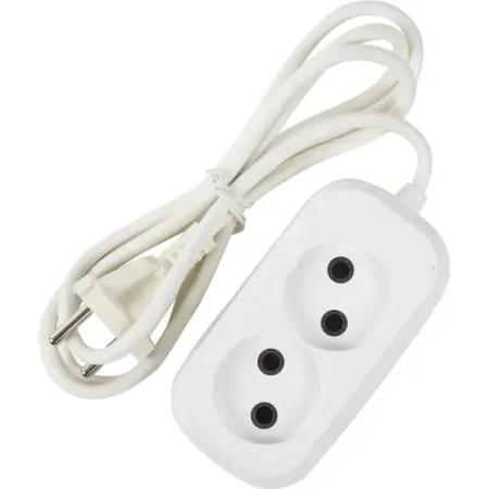 Удлинитель бытовой 2 розетки без заземления 2x0.75 мм 1.5 м цвет белый