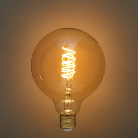 Лампа светодиодная филаментная Volpe G125 E27 220 В 5 Вт шар прозрачный с золотистым напылением 470 лм, теплый белый свет