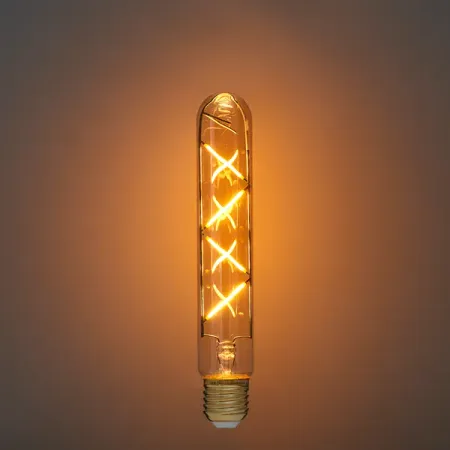 Лампа светодиодная филаментная Volpe E27 220 В 4 Вт цилиндр золотой 300 лм, теплый белый свет