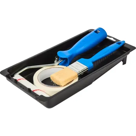 Набор малярный Dexter валик 100 мм и кисть 40 мм, ручка, кювета, скотч