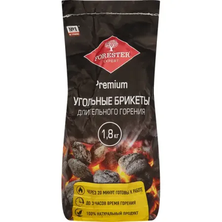 Брикеты топливные Forester древесноугольные 1.8 кг