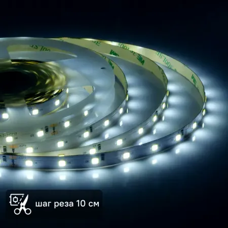 Светодиодная лента Apeyron SMD2835 24В 10 мм 3м 12 Вт/м 60диод/м 1000 лм/м 6500 К холодный белый свет rgbcw rgbw rgbww cob светодиодная лента 10 метров
