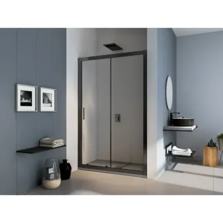 Душевая дверь в нишу Makiato WTW-120-C-B, 185x120 см черный профиль прозрачное стекло раздвижная