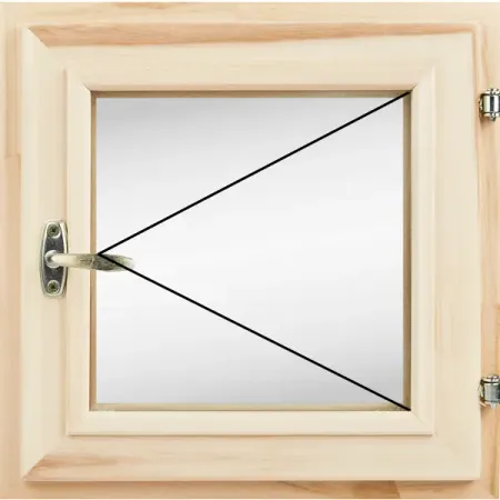 Окно для бани деревянное одностворчатое Липа 400x400 мм (ВхШ) поворотное однокамерный стеклопакет цвет натуральный