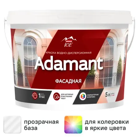 Краска фасадная Parade ice Adamant матовая прозрачная база C 5 л