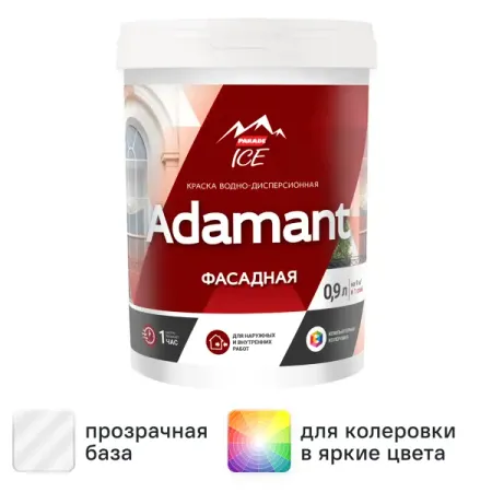 Краска фасадная Parade Adamant матовая прозрачная база C 0.9 л