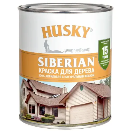 Краска по дереву Husky Siberian полуматовая цвет белый база А 0.9 л