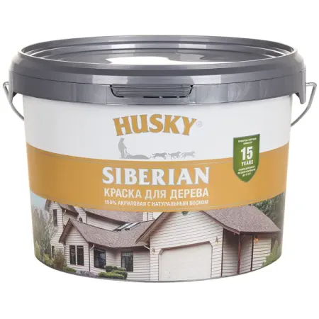 Краска по дереву Husky Siberian полуматовая цвет белый база А 2.7 л