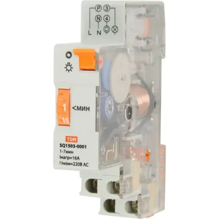 Таймер лестничный TDM Electric ТЛ-1мин/7мин-16А-DIN пластиковый таймер 60 минут
