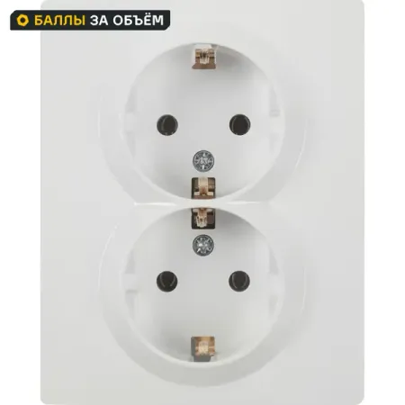 Розетка двойная Lezard Vesna с заземлением цвет белый двойная настенная розетка bingoelec
