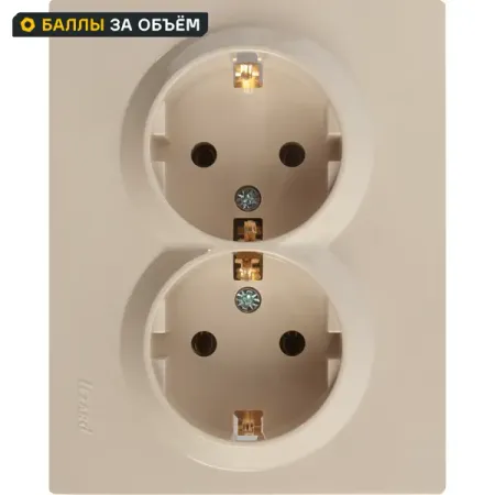 Розетка двойная Lezard Vesna с заземлением цвет кремовый двойная настенная розетка bingoelec
