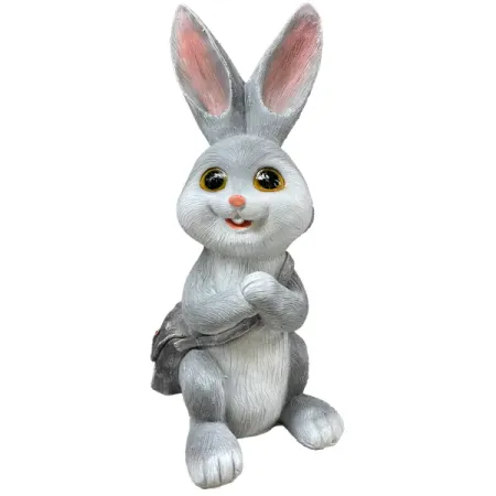 Садовая фигура Заяц с сумкой серый 54x28x25 см