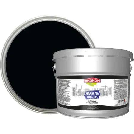 Эмаль ПФ-115 Эконом Л цвет черный 9 кг лейкопластырь эконом стрипы хартманн cosmos 2см х 6см 250