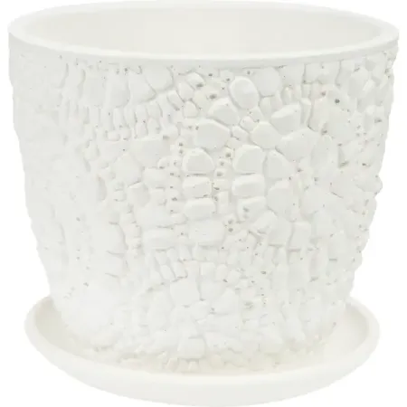Горшок цветочный Камешки ø14.6 h12.7 см v1.3 л керамика цвет белый светящиеся камешки для сада glow in the dark 25 50 шт