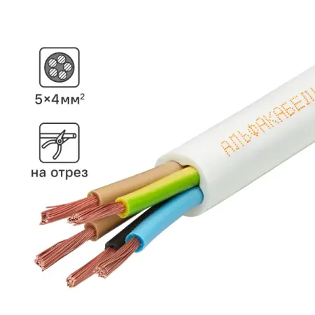 Провод Альфакабель ПВС 5x4 на отрез ГОСТ цвет белый марина сергеевна дороченкова любопытный енотик тим почему земля круглая внутри горячая а снаружи неровная книжка подготовишки