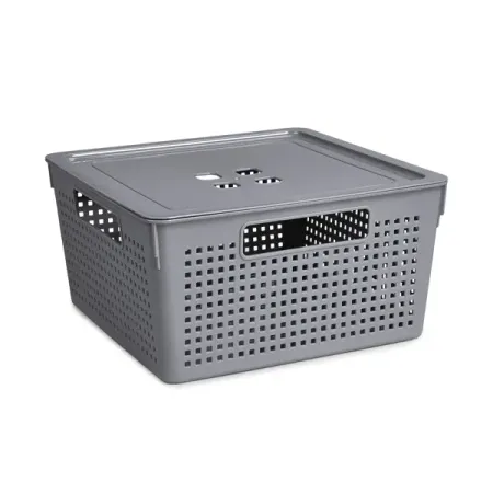 Коробка для хранения 29.4x29.4x15.1 см квадратная цвет серый