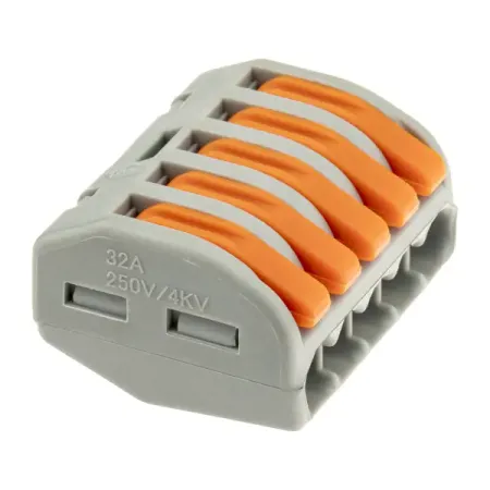 Клеммы соединительные монтажные с рычажком Duwi СМК 222-415 5-проводные 4мм² серые 5шт 26611 2