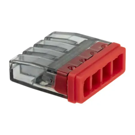 Клеммы монтажные самозажимные с пастой Duwi СМК 772-204 4-проводные 2.5мм² прозрачные 5шт 26730 0