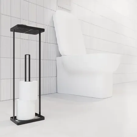 Держатель туалетной бумаги со столиком Март Island цвет чёрный