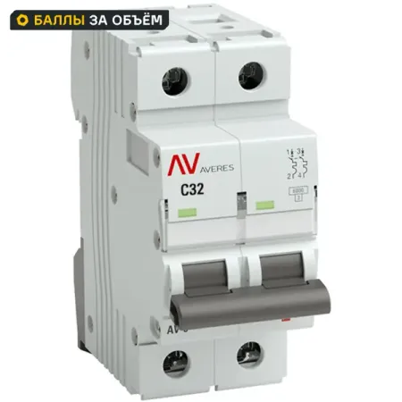 Автоматический выключатель EKF Averes AV-6 2P C32 А 6 кА mcb6-2-32C-av 6189 7409 4 контактный автоматический водонепроницаемый разъем электрического про  разъем жгута проводов 6181 3783