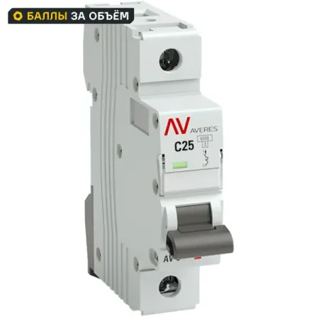 Автоматический выключатель EKF Averes AV-6 1P C25 А 6 кА mcb6-1-25C-av узо ekf averes dv 4p 25 а 100 ма ac