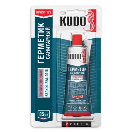 Герметик силиконовый Kudo Praktik санитарный уксусный белый тюбик 85 мл