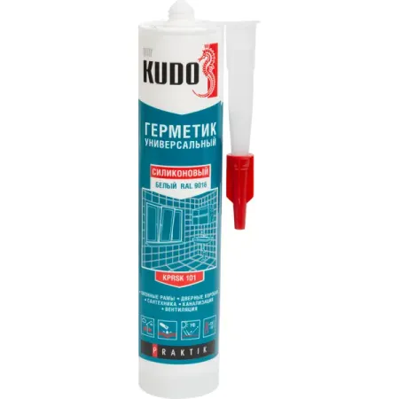 Герметик силиконовый Kudo Praktik уксусный универсальный белый 260 мл