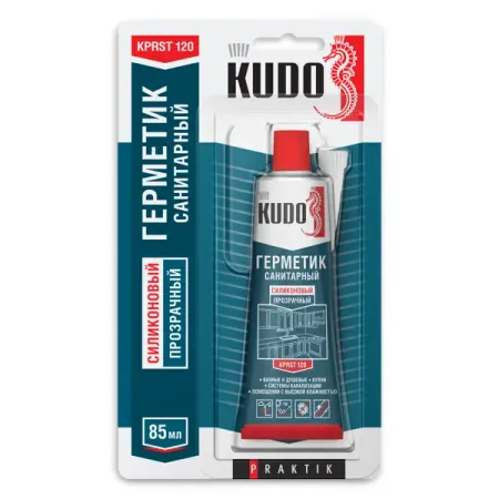 Герметик силиконовый Kudo Praktik санитарный уксусный прозрачный тюбик 85 мл