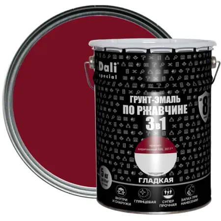 Грунт-эмаль по ржавчине 3 в 1 Dali Special гладкая цвет красно-коричневый 5 кг RAL 3011 деятельность подразделений органов внутренних дел по вопросам миграции правовые и организационные аспекты