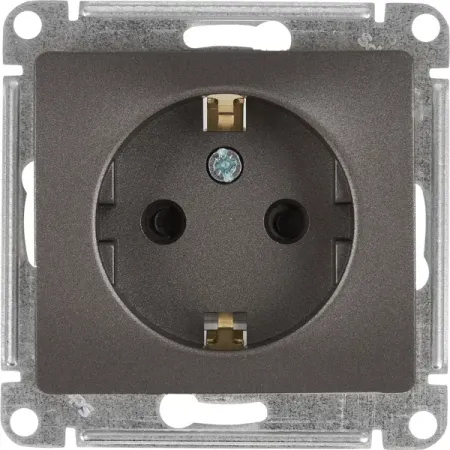 Розетка встраиваемая Systeme Electric Glossa с заземлением со шторками цвет графитовый дети нового сознания