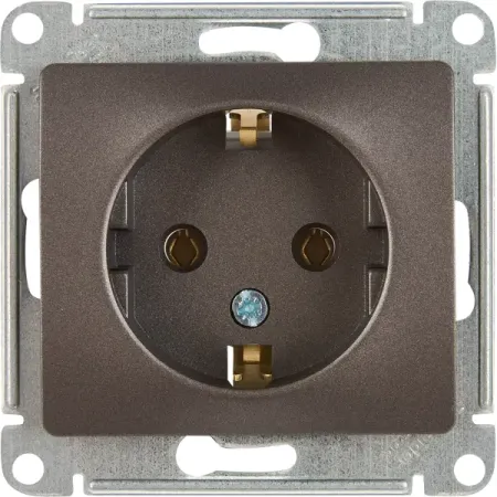 Розетка встраиваемая Systeme Electric Glossa с заземлением цвет графитовый