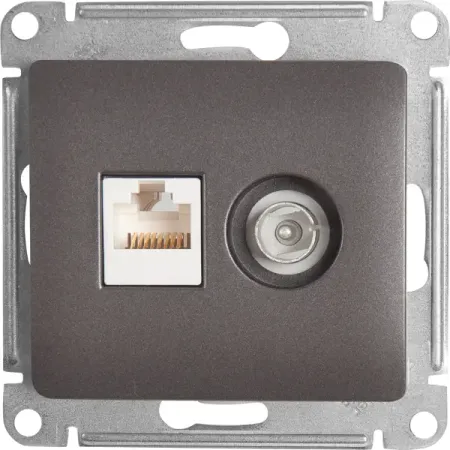 Розетка компьютерная встраиваемая Systeme Electric Glossa RJ45 цвет графитовый