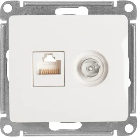 Розетка компьютерная встраиваемая Systeme Electric Glossa RJ45 цвет молочный