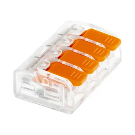 Клеммы соединительные монтажные с рычажком Duwi СМК 223-414 4-проводные 4мм² прозрачные 50 шт 26746 1