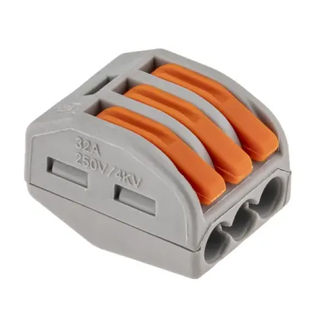 Клеммы соединительные монтажные с рычажком Duwi СМК 222-413 3-проводные 2.5 4мм² серые 20шт 26630 3